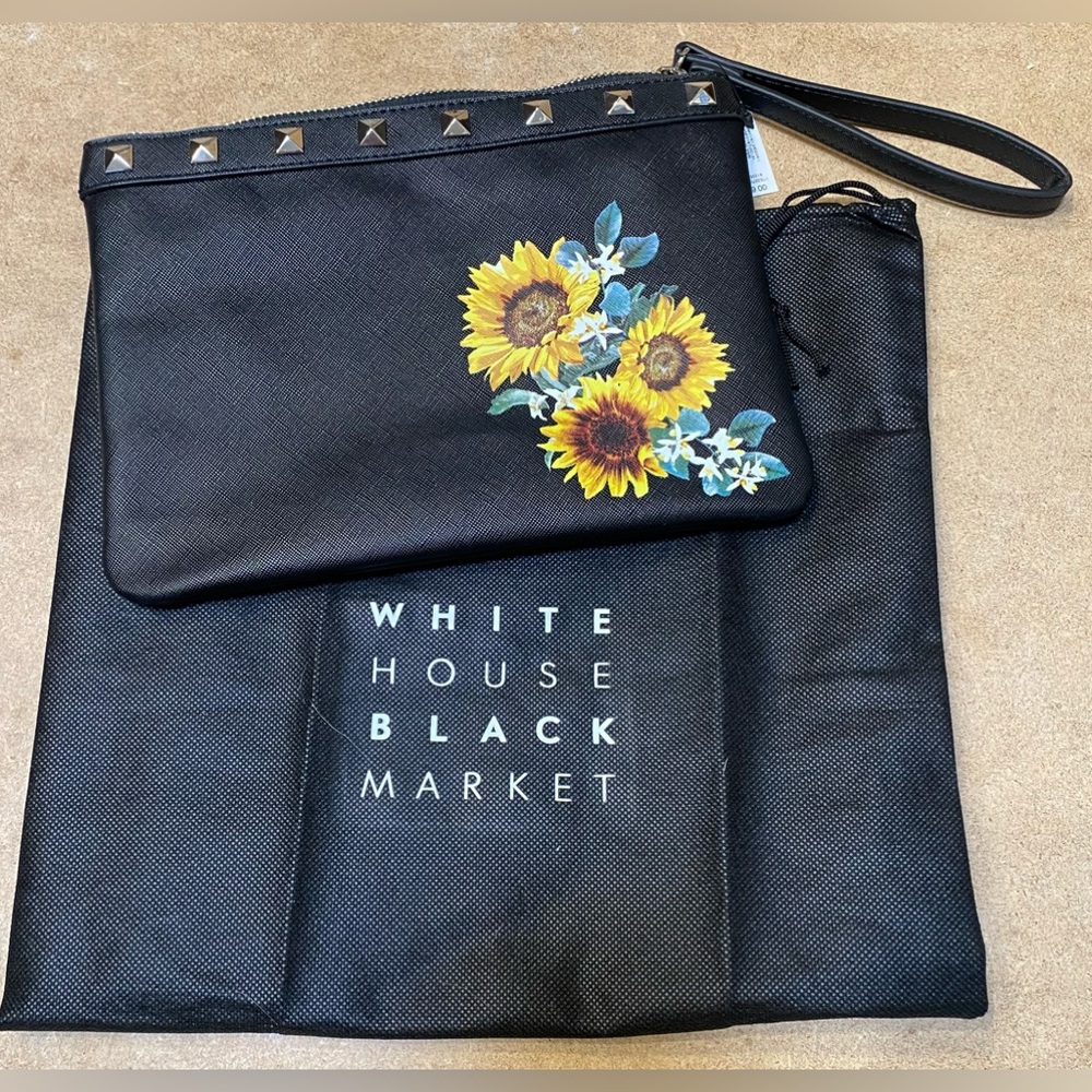 White House Black Market sunflower Clutch Wristlet NWT
